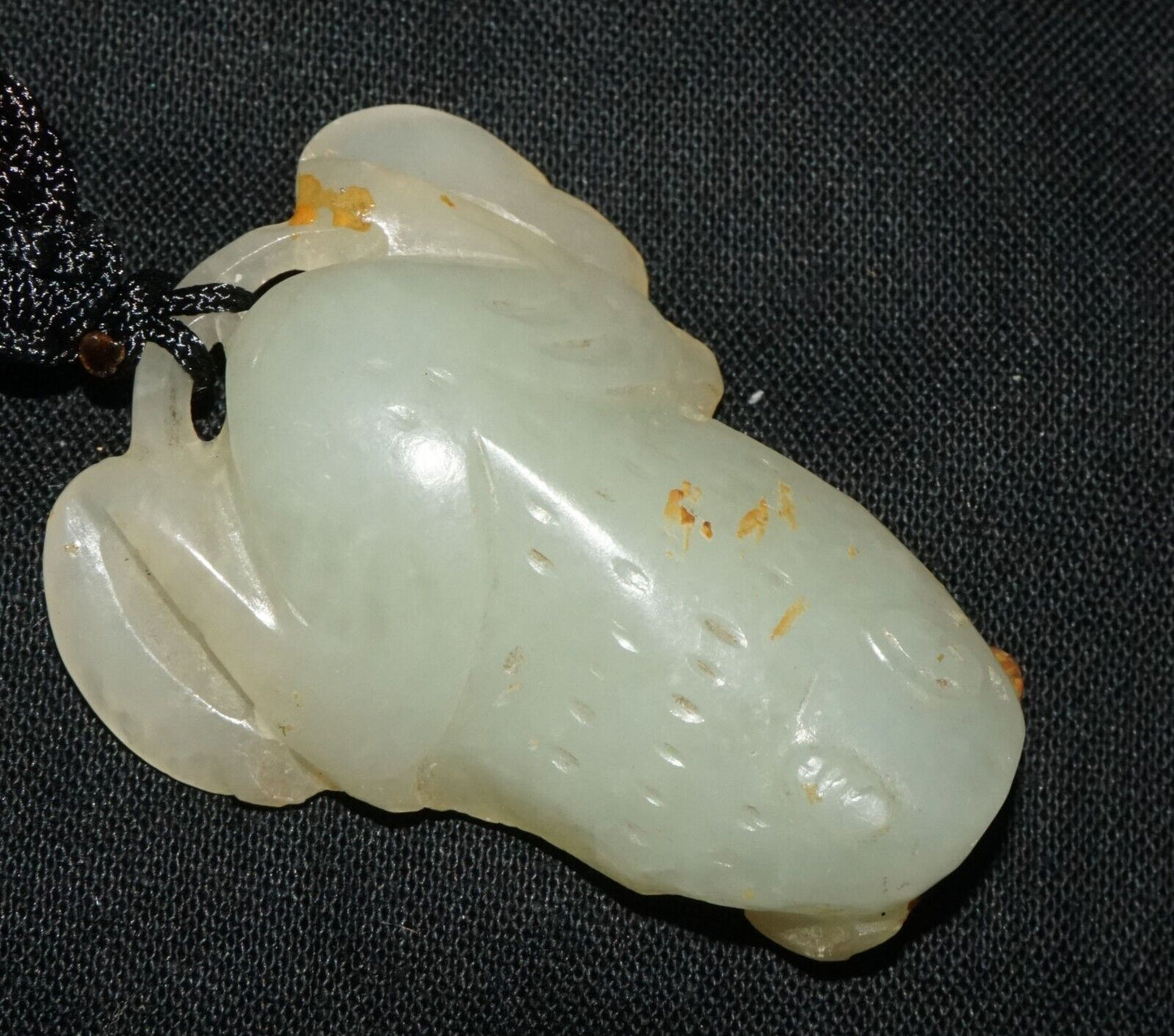 Antique Chinese Grey Green Nephrite Jade Toad Motif Carved Pendant (LeS)L23