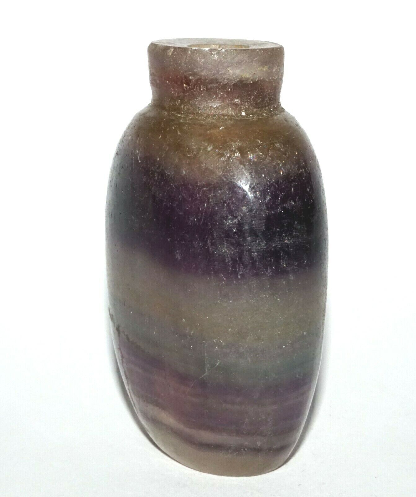 Vintage Chinese Banded Purple & Clear Fluorite Snuff Bottle Plain Motif (LeS) G4