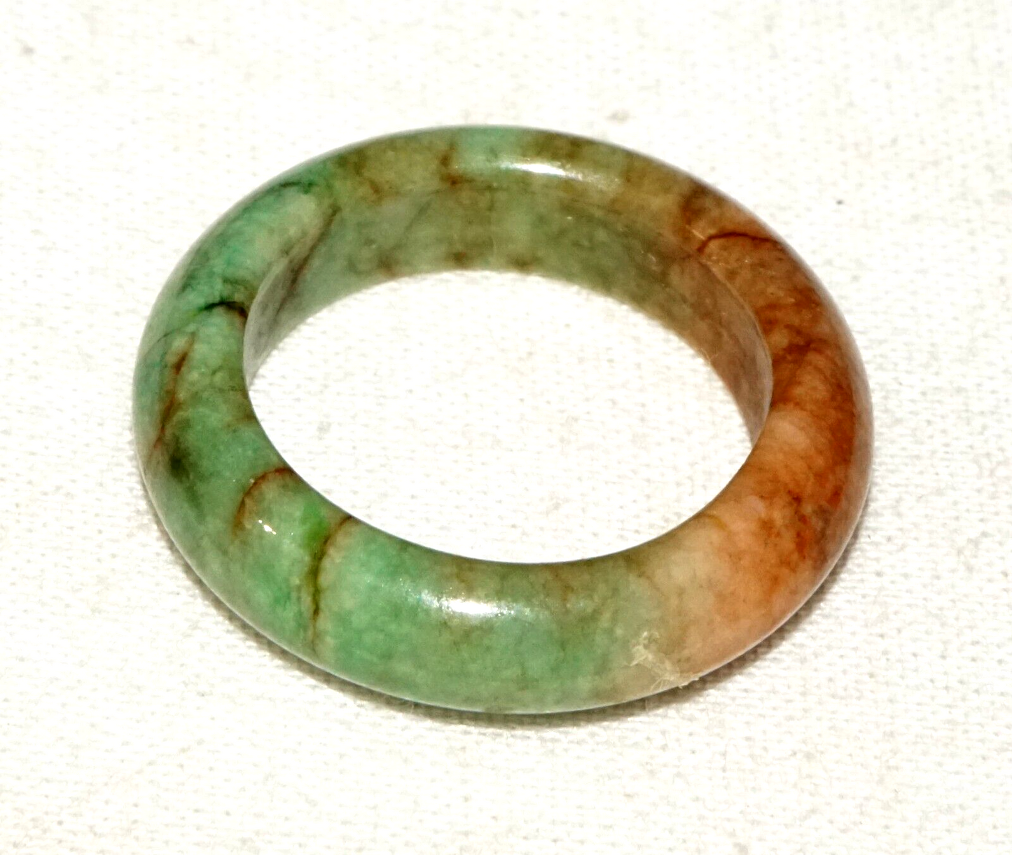 Vintage Chinese Green & Russet Jadeite Jade Ring Sz. 7.25 (GoB) #9