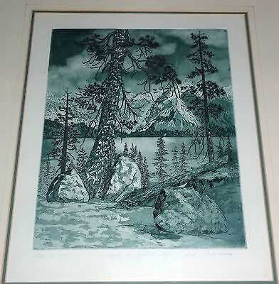 1979 US NEVADA PRINT 2/48 "MOONLIGHT on CRYSTAL BAY" by LINDA NICHOLSON (Ray)