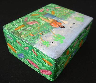 1980s Haitian Wooden Covered Boxes w. Painted Landscape Motif J.H. Wesner (Stea)