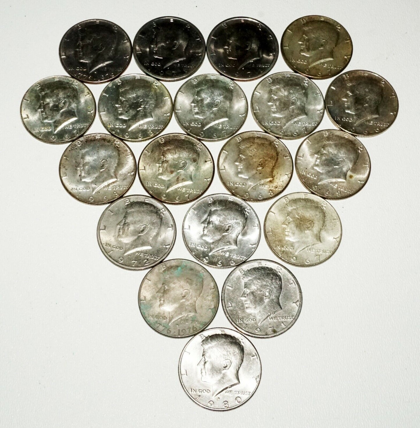 19Pc US 1966/67/68/71/72/76/80 Kennedy Half Dollar Mixed Lot (Wkoc)#4