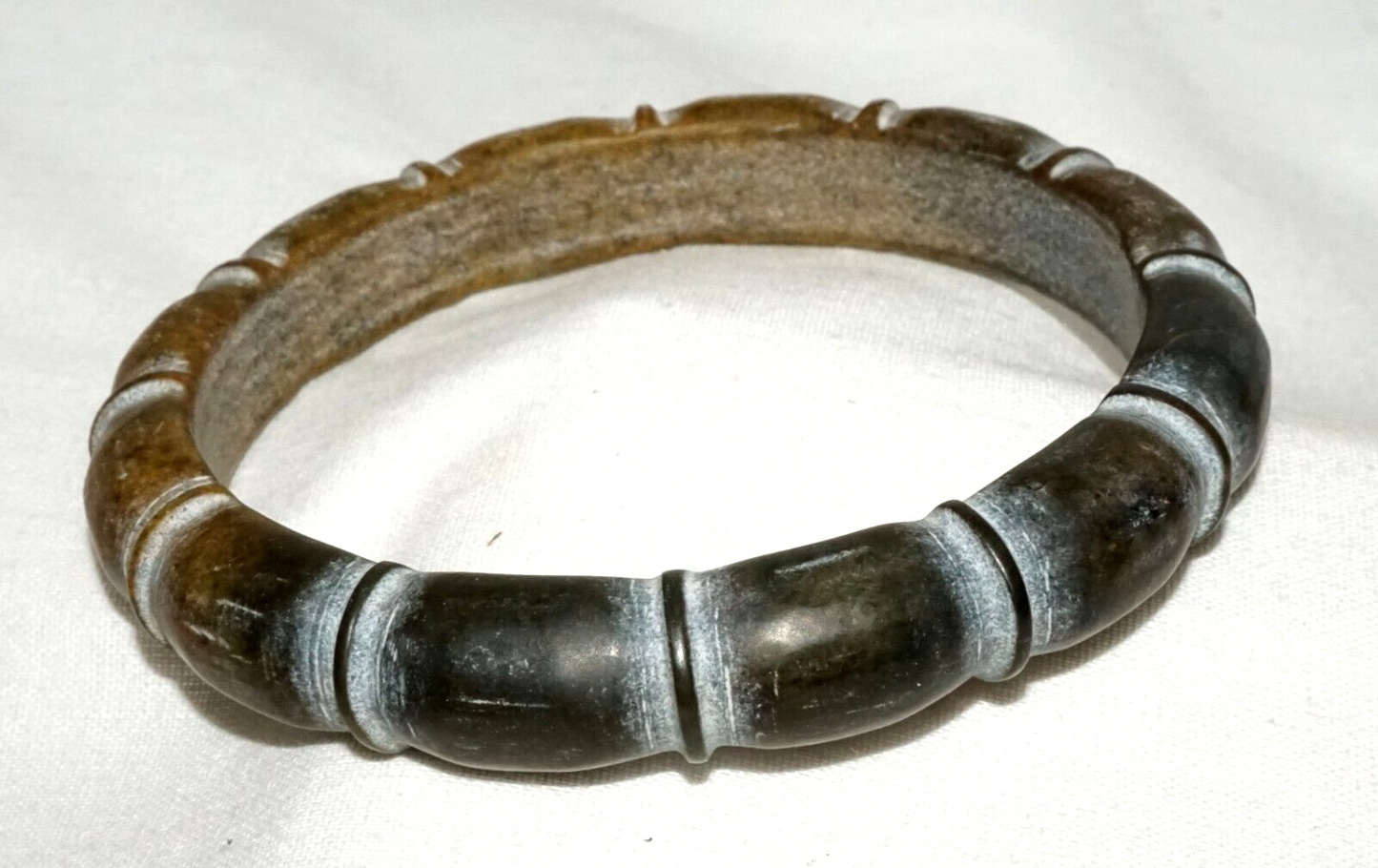 Vintage Chinese Steatite Carved Bangle Bracelet (InS)#L3