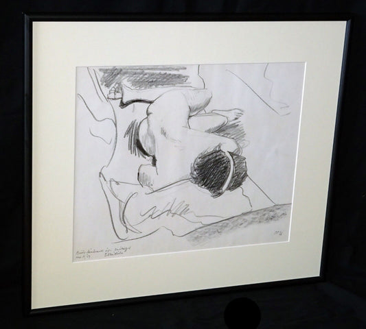 1966 US Framed Pencil Drawing "Sleeping Nude" by Brody Sandomak BP "66 (Blo)