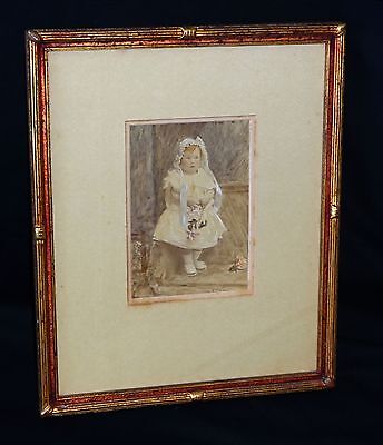 19CT American Framed Baby Girl in a Dress Photo with Hand Painted Details (Tam)