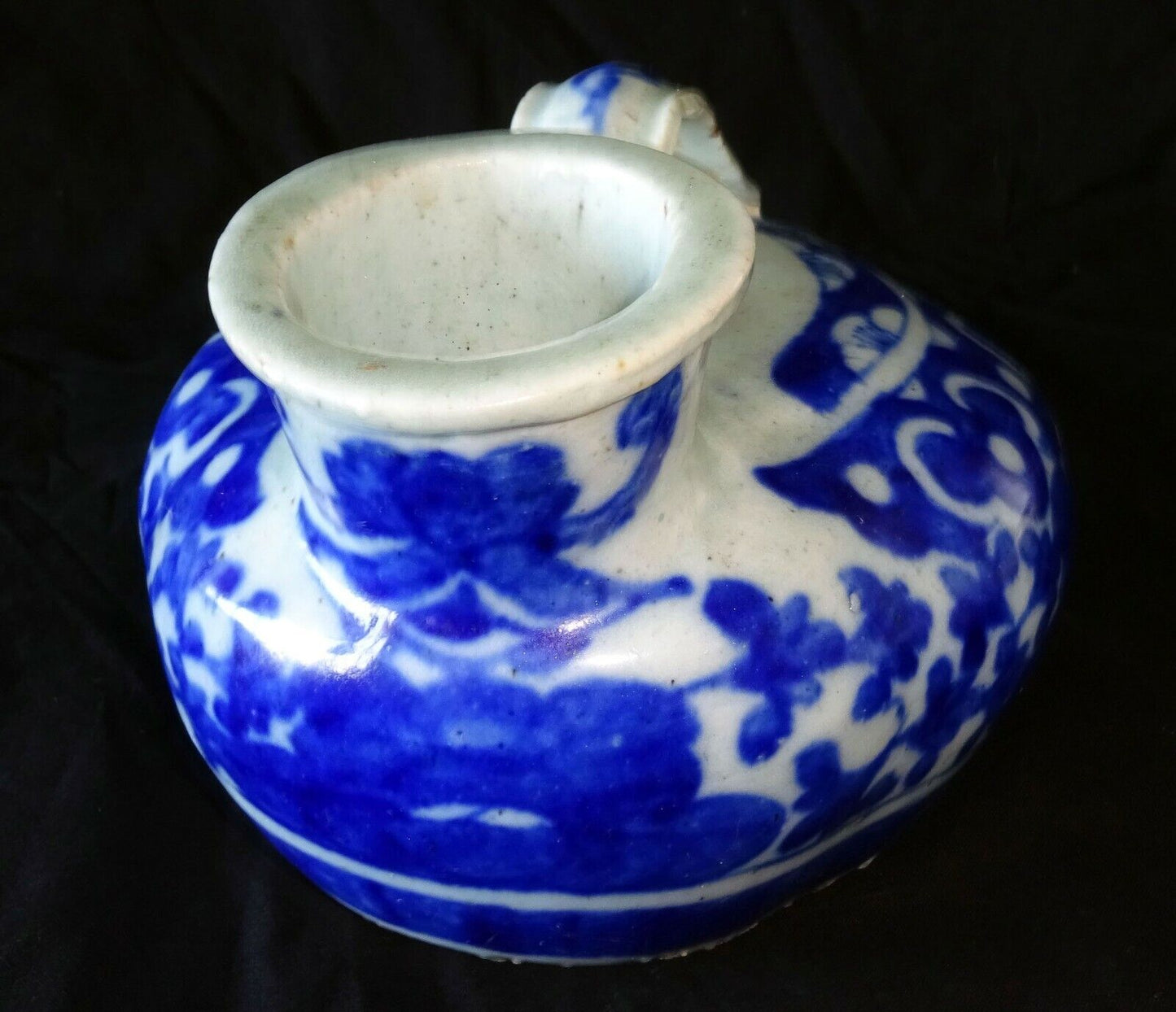 19C Chinese Blue & White Glaze Floral Motif Pottery Urinal - clean (HeN) IC