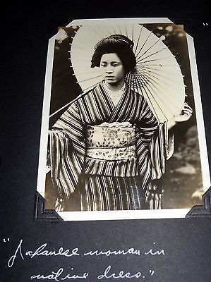 10 x1930's PHOTOGRAPHS ALBUM PAGE of JAPAN, YOKOHAMA, NAGASAKI, KAMAKURA (gers)