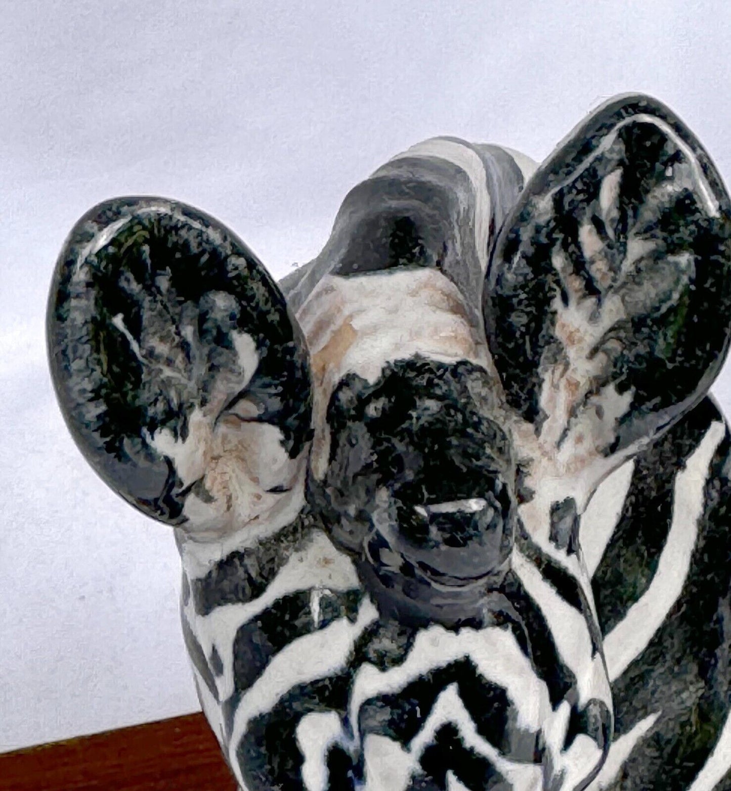 Vintage Hand-Painted Ceramic & Wood Zebra Bookends (SmM)