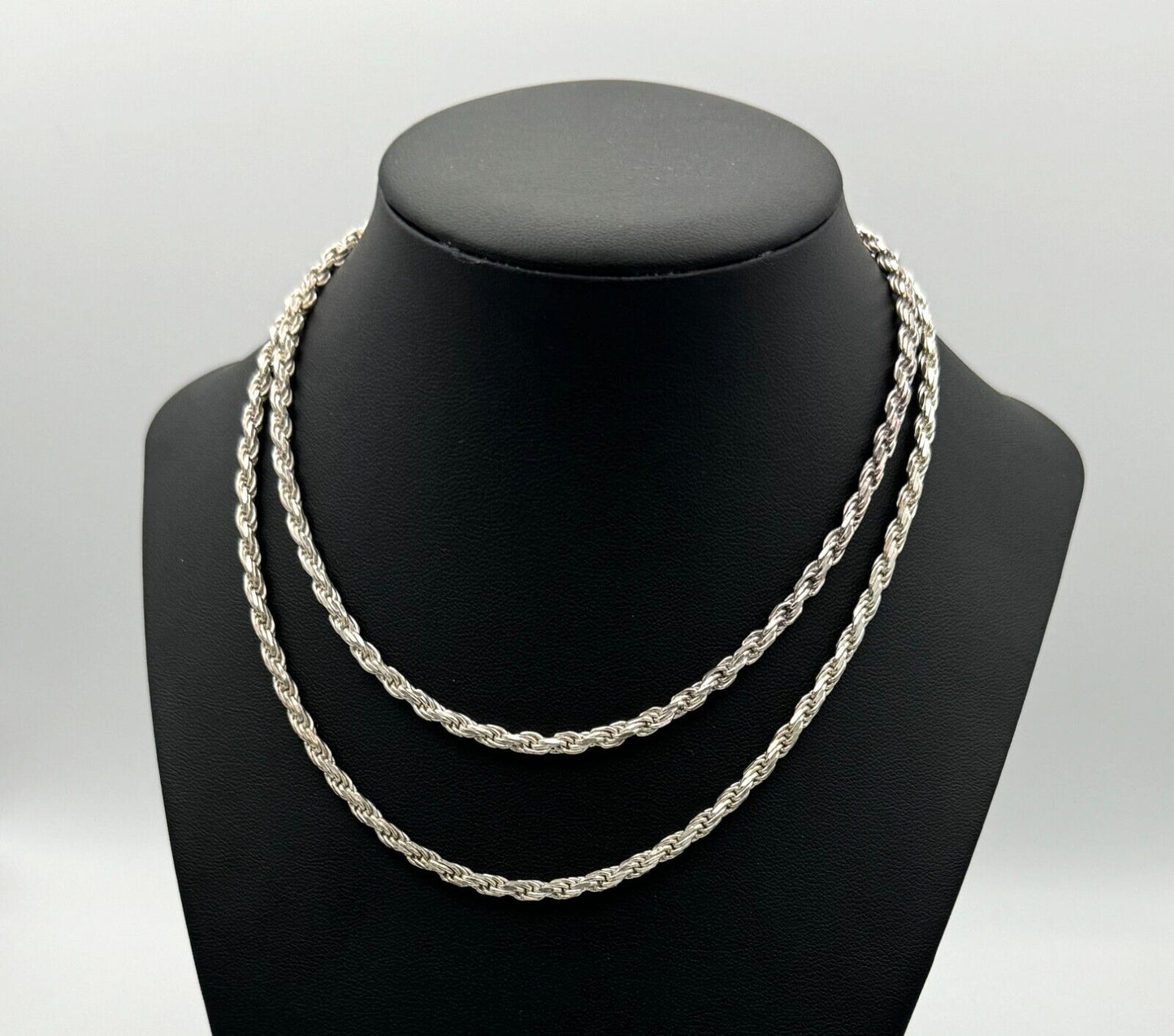 Vintage Sterling Silver 925 Thick Rope Style Necklace 29" (McC)