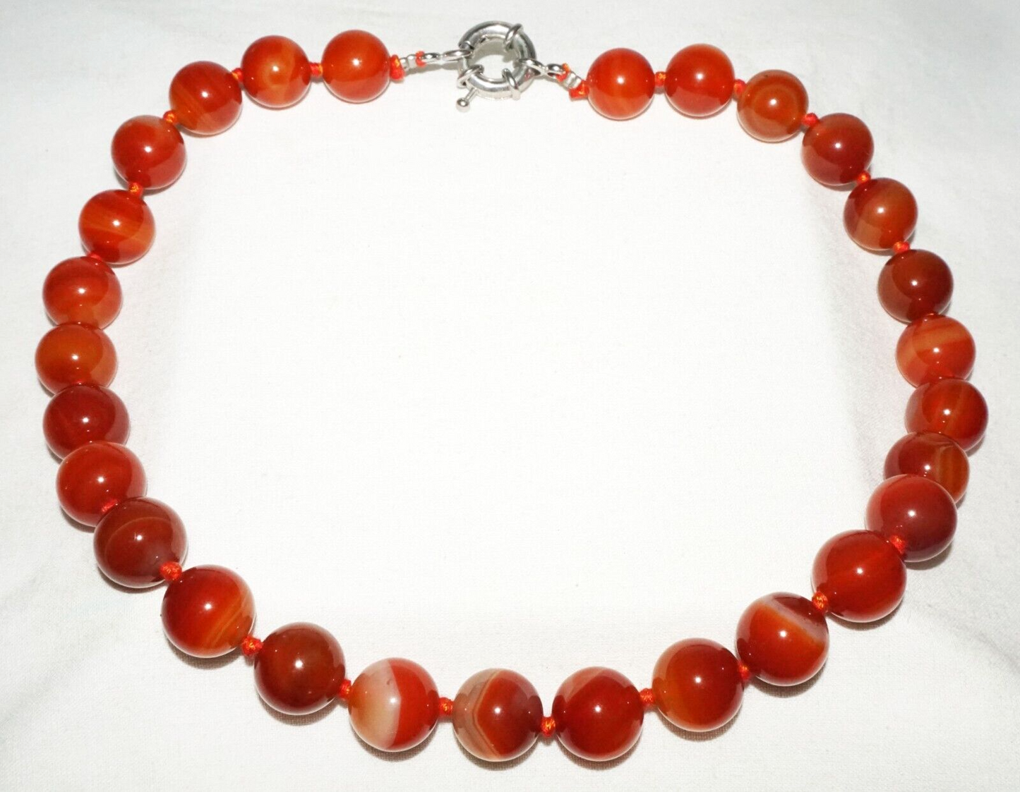 Vintage Chinese Semi Translucent Red Agate Bead Necklace 21" (InS)#L2