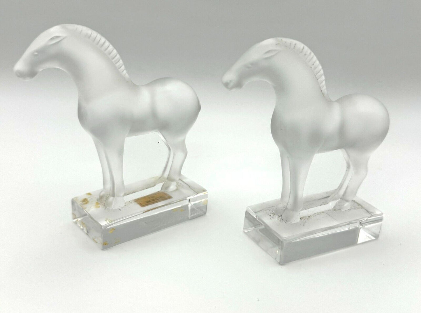 Set of 2 Vintage French Lalique Frosted Tang Horse Figurines (TuC)