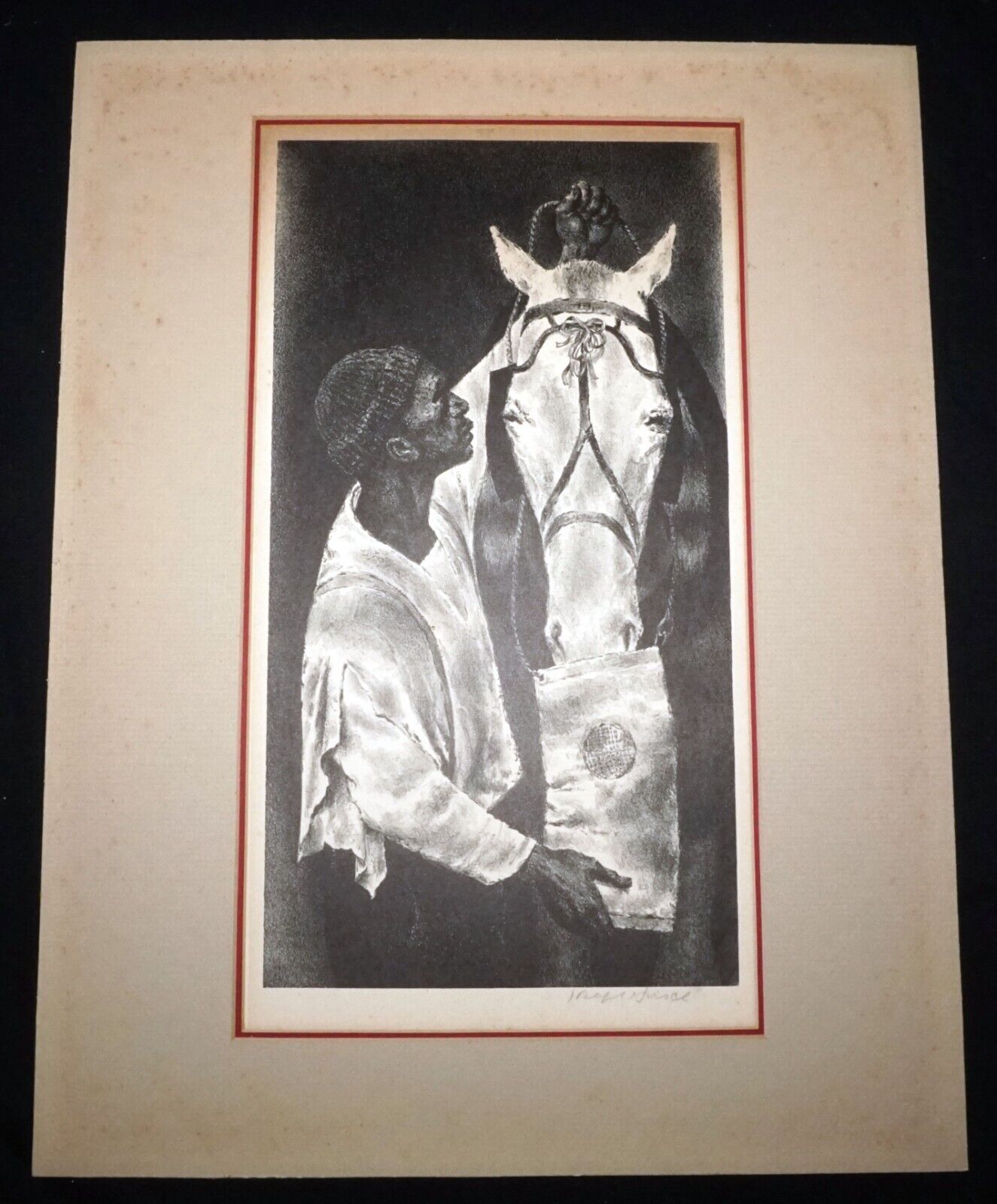 1940s US Litho Print "Man & Beast" by Joseph Hirsch (1910-1981)(FeH)