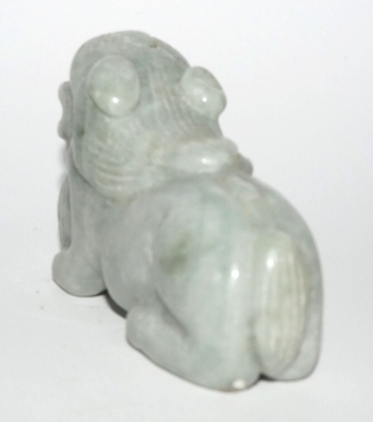 Vintage Chinese Jadeite Jade Carved Snuff Bottle w. Foo Dog & Ball (LeS) G12