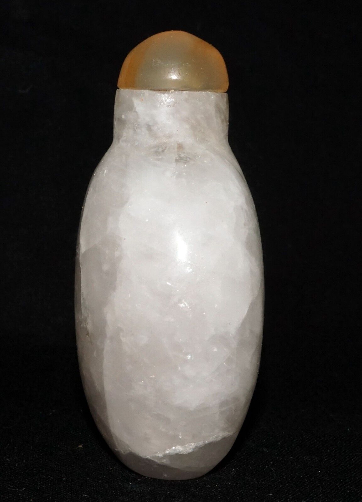 Vintage Chinese Heavily Included White Quartz Carved Snuff Bottle (LeS) G11