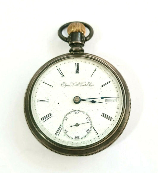 1897 US Silver Plated Open Face Gents Half Hunter Pocket Watch by Elgin (AHB)