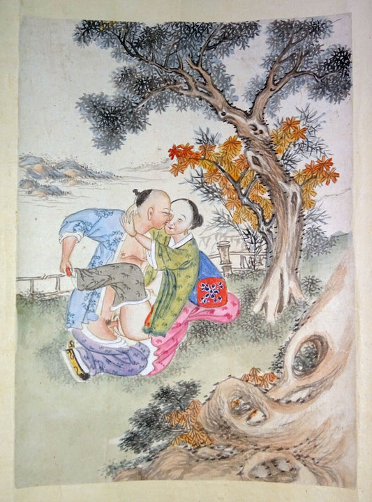 19C Chinese Erotic Pillow Color Paintings for Newly Married Couple (SoM)#4