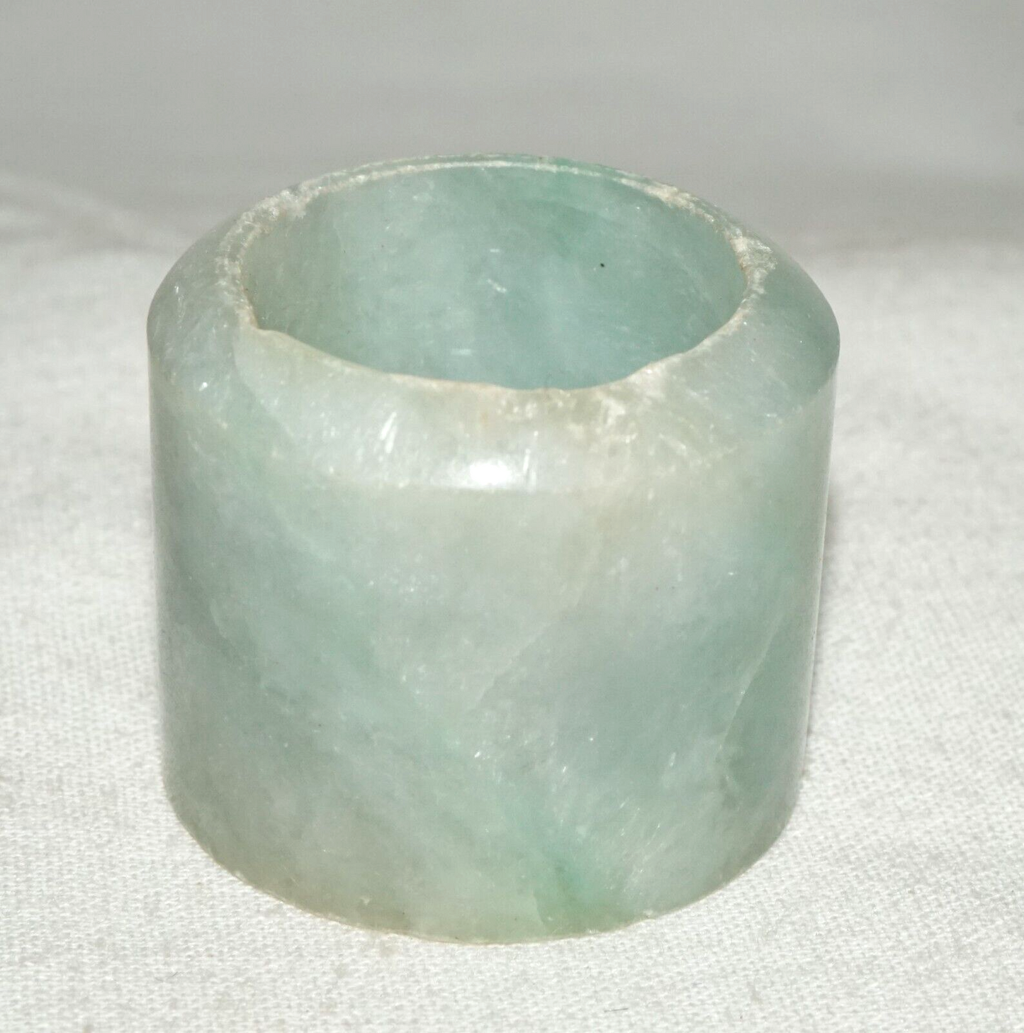 Antique Chinese Well Worn Blue Green Jadeite Jade Archers Ring Sz.12.25 (Les)L21