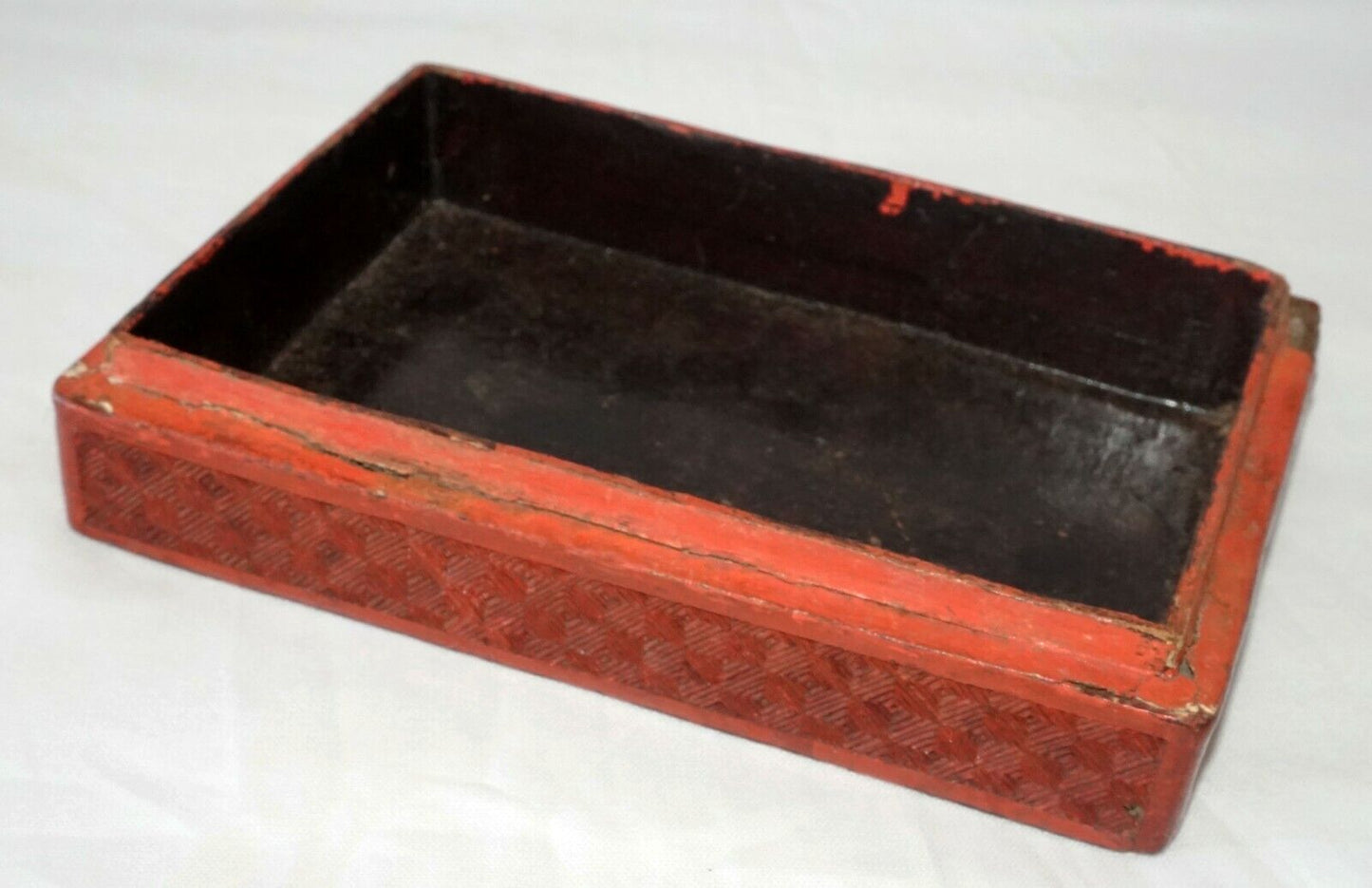 Antique Chinese Real Cinnabar Covered Box w. Scholars in a Garden Motif (DaC)