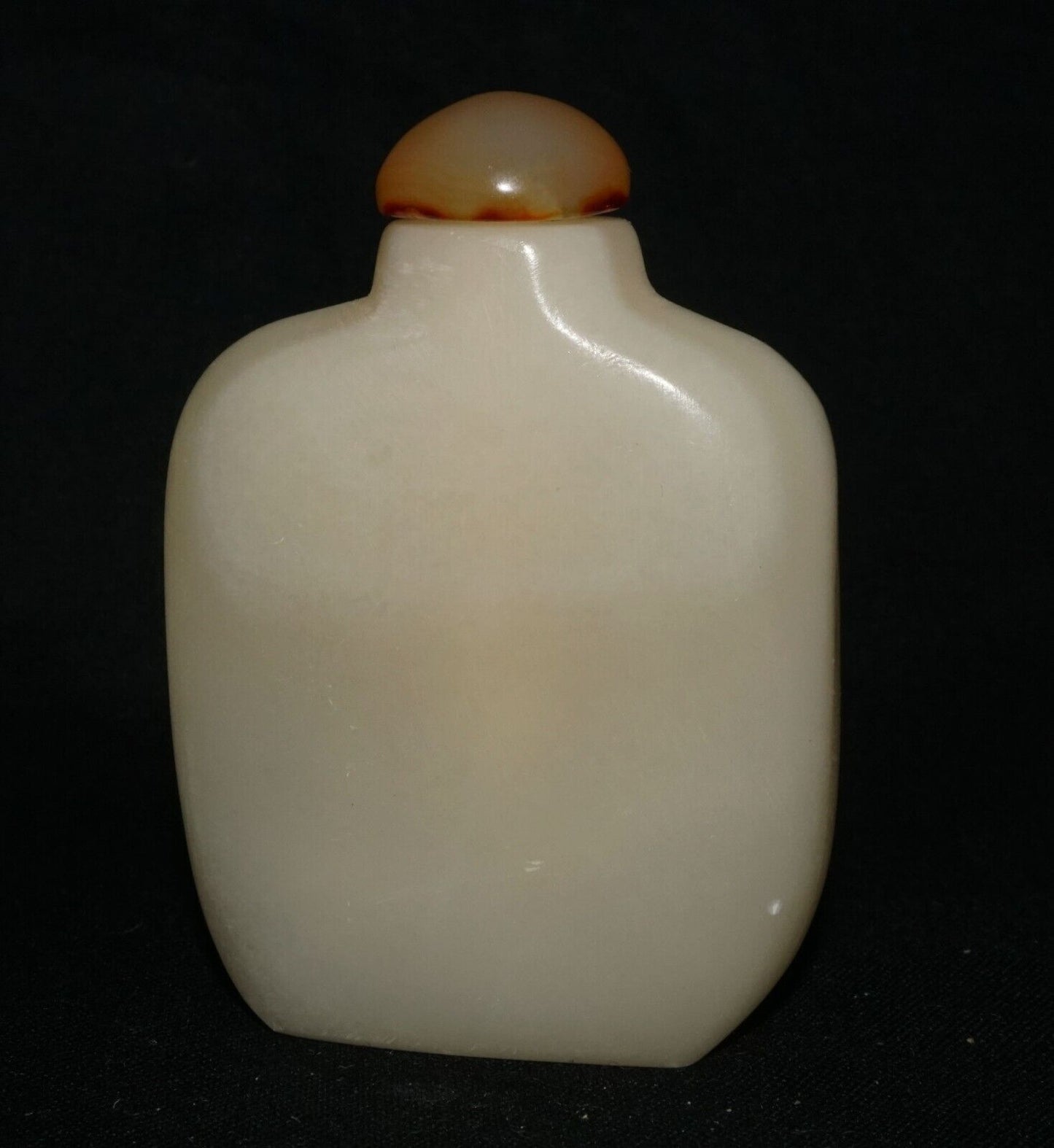 Vintage Chinese Carved Glass Snuff Bottle w. Foo Dog Motif Carnelian (LeS) G11