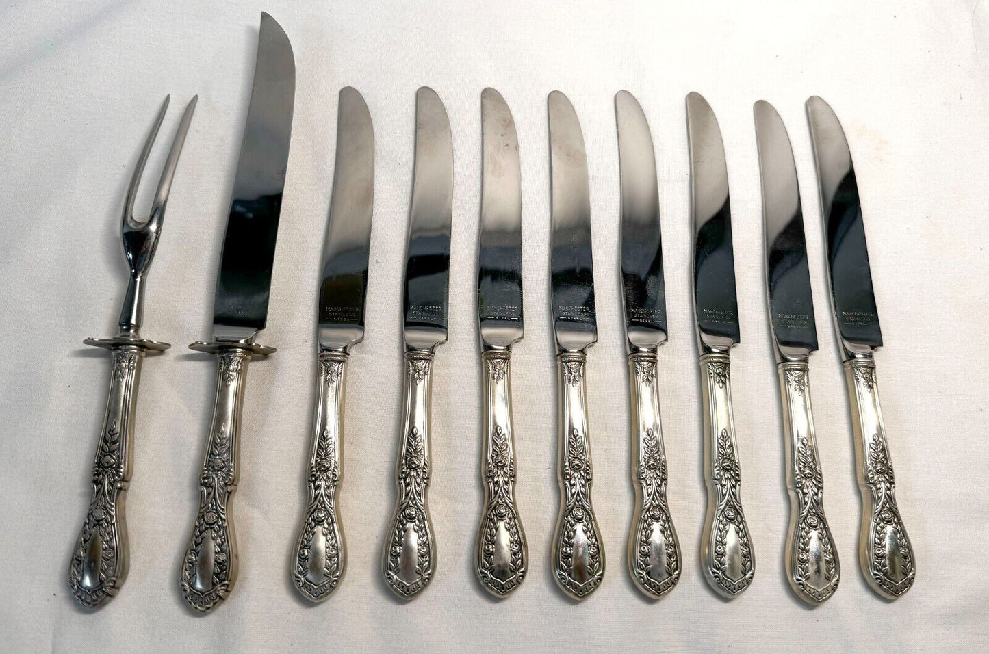 10Pc Sterling Silver Flatware Mixed Lot American Beauty Pat. by Manchester (ChB)