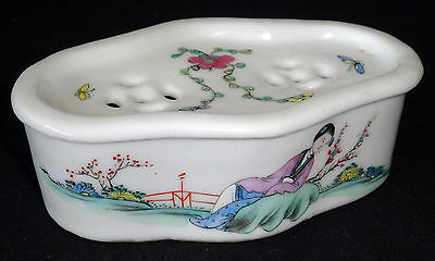 19CT Chinese Porcelain Perfumer w. Famile Rose Meiren Garden Motif (Kom) IC