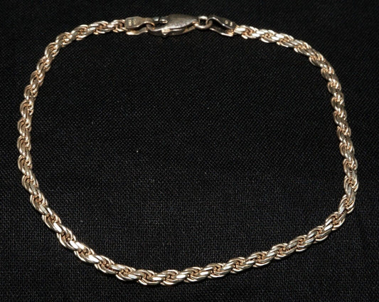 Vintage Italian Sterling Silver Twisted Rope Motif Bracelet (MuS)