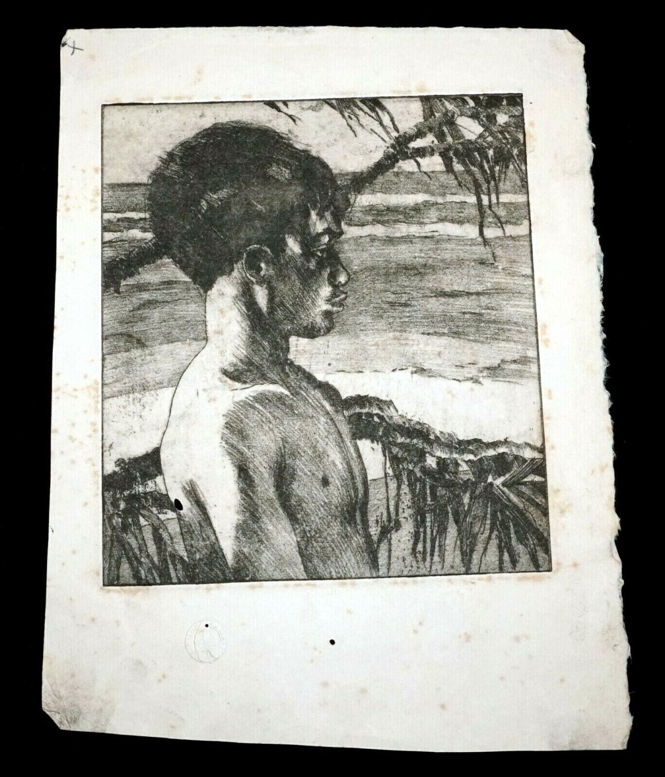 1938 Hawaii Etching Print Kaipo by John Melville Kelly (1879-1962)(Kel)