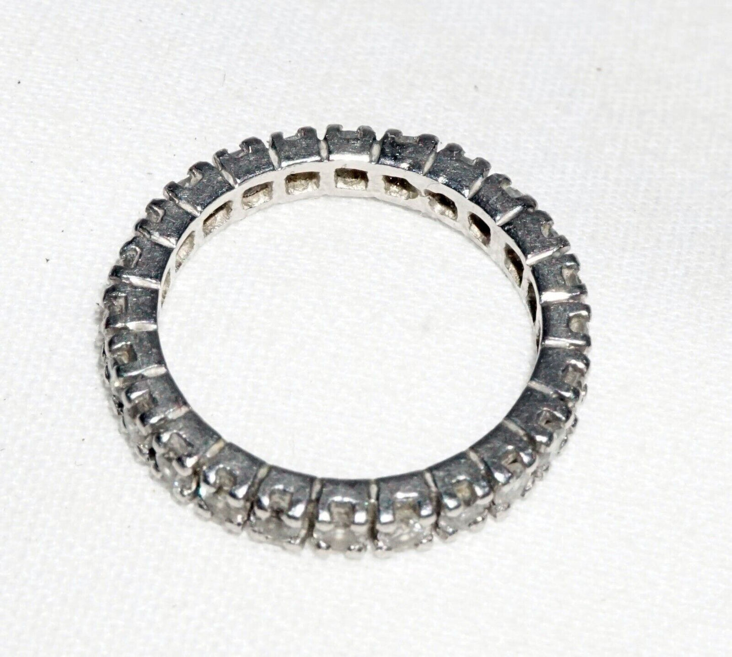 Vintage Platinum Full Eternity Wedding Band Ring Sz.5.25 w. 24x Diamonds (---)