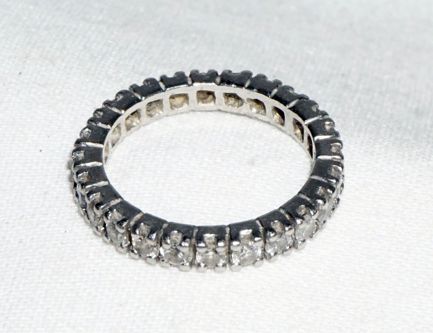 Vintage Platinum Full Eternity Wedding Band Ring Sz.5.25 w. 24x Diamonds (---)