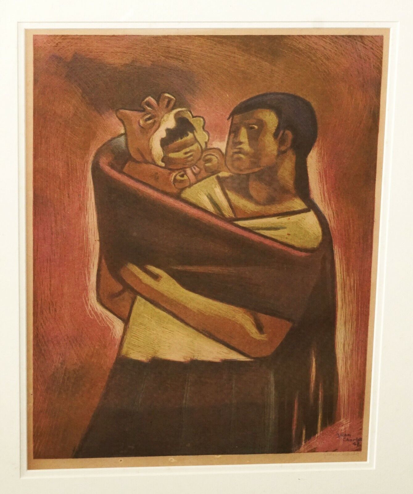 1948 Mexico Koa Print "Mother Carrying Baby" by Jean Charlot (1898-1979) (Taf)