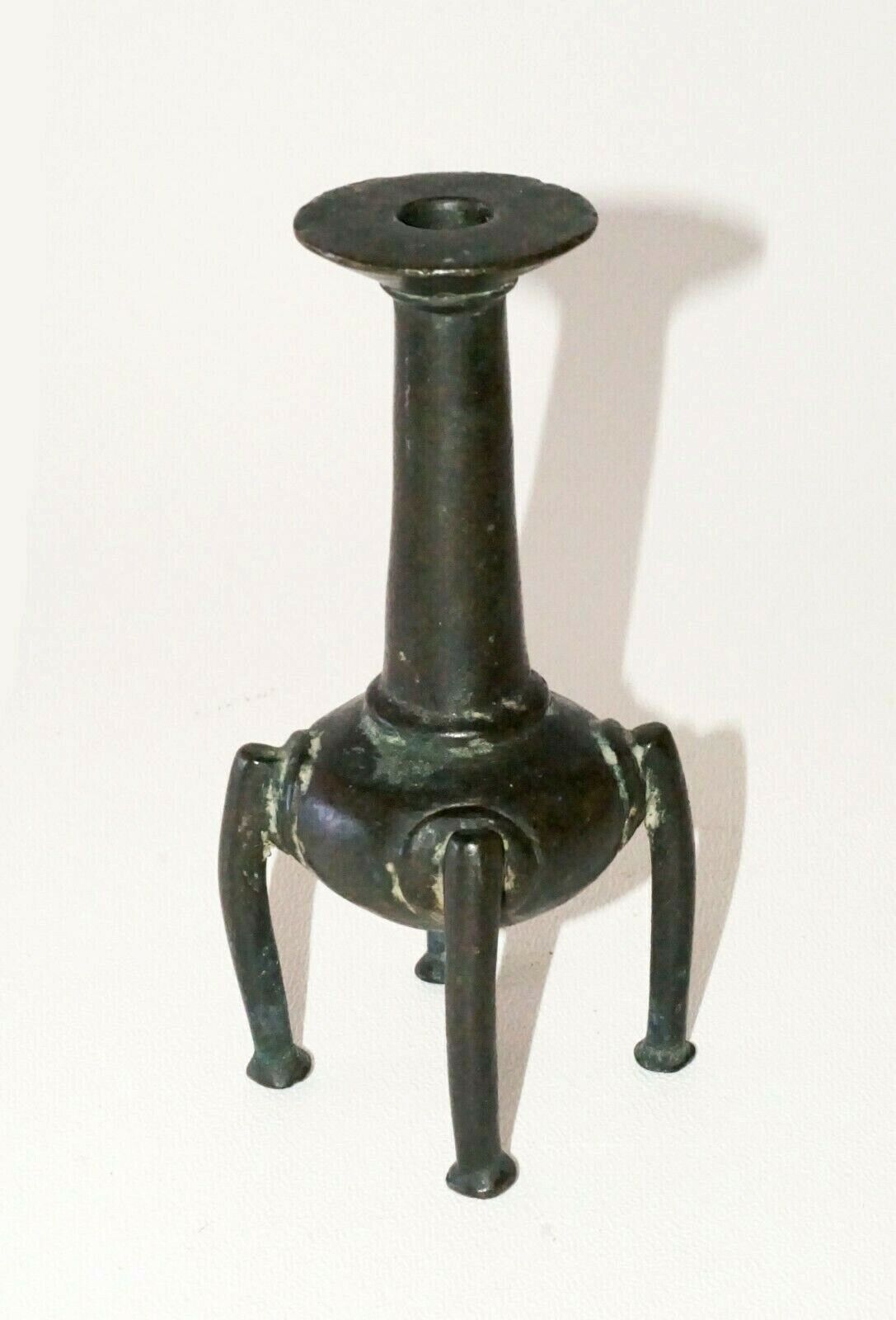 19C Chinese/Burmese/Tibetan Bronze Ritual Joss-stick Candle Holder (Nap)