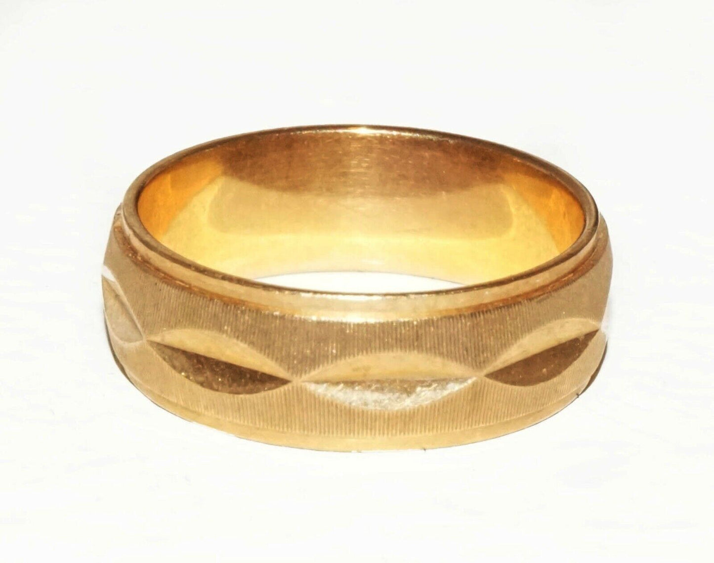 Vintage 14k Yellow Gold Wedding Band Ring Sz.5.5 w. Textured Design (BrM)#1