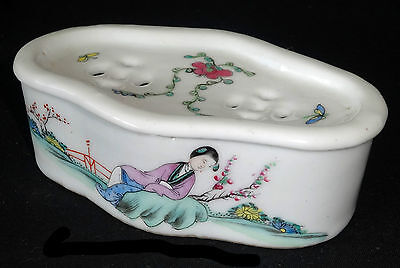 19CT Chinese Porcelain Perfumer w. Famile Rose Meiren Garden Motif (Kom) IC