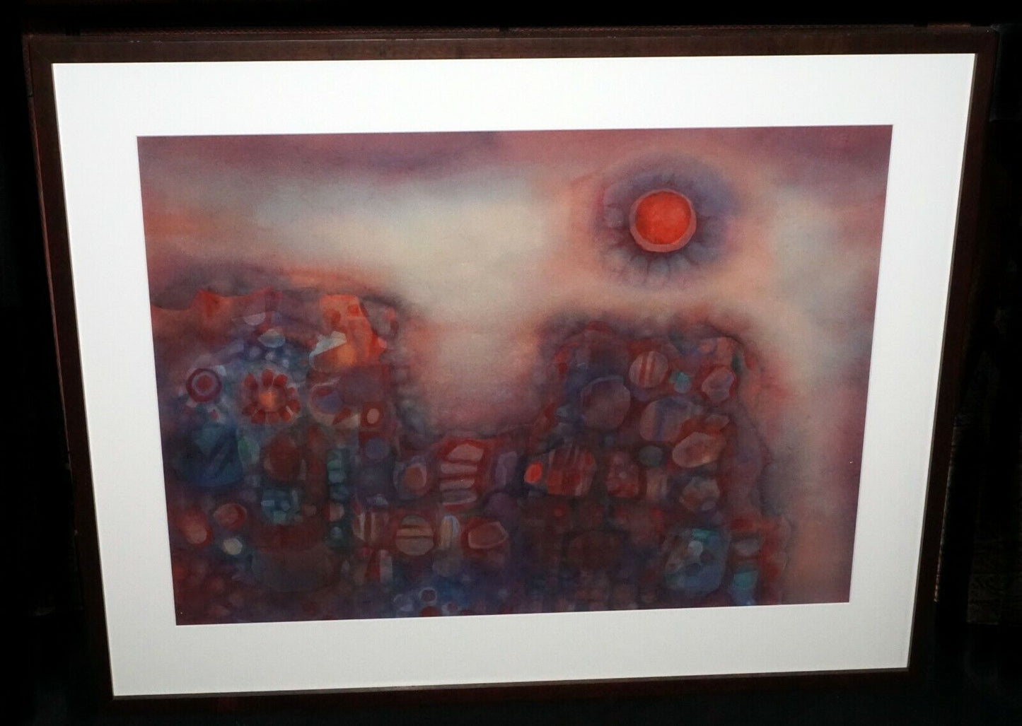 '03 Hawaii Modernist WC Painting Abstract Landscape by Charles Eisho Higa