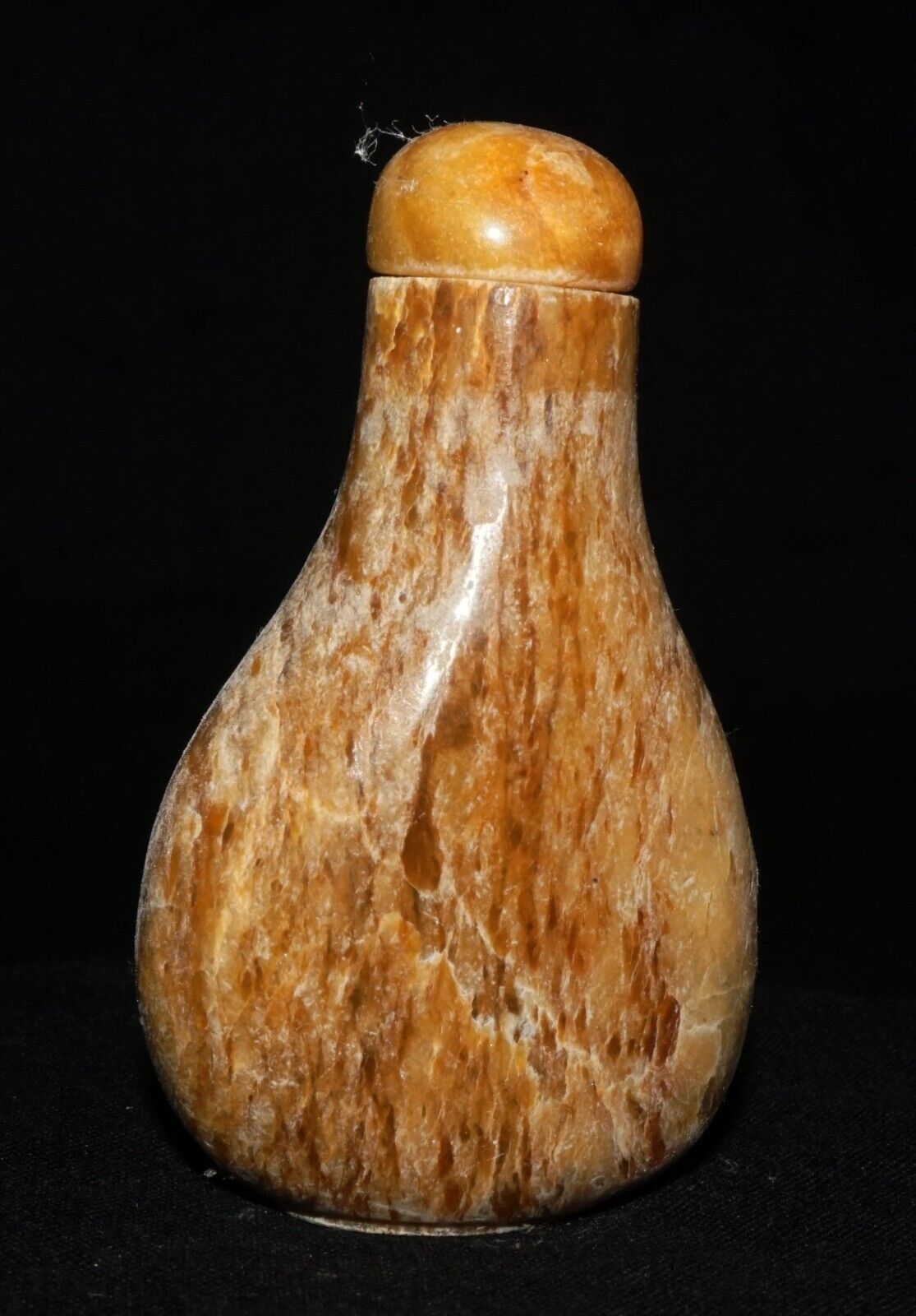 Vintage Chinese Yellow & Brown Mottled Jade Carved Snuff Bottle (LeS) G17