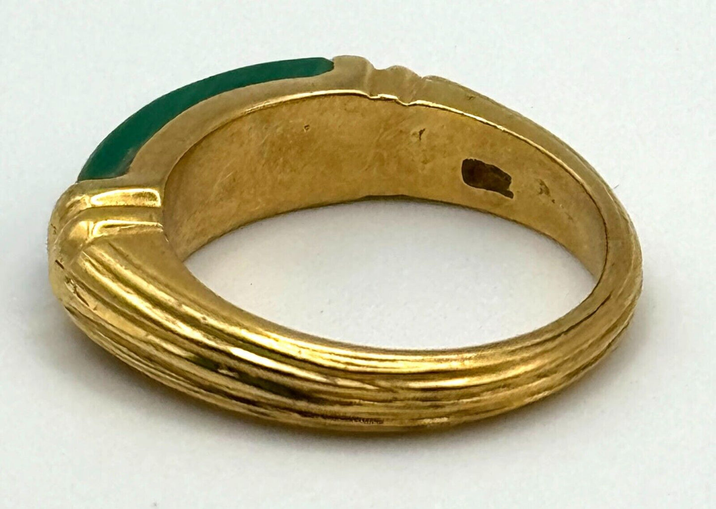 Vintage 18k Yellow Gold Malachite Inlay Ring Sz. 7 3/4 (NeW)