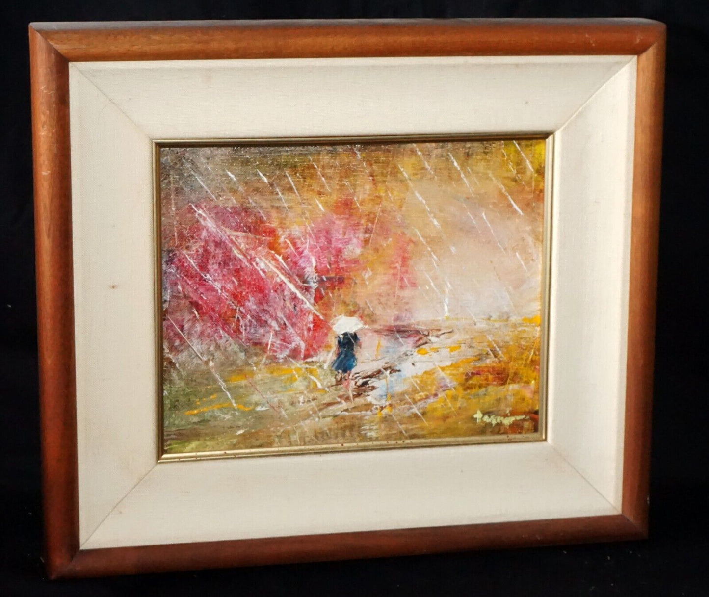 1980s Hawaii Koa Framed Oil Painting "Sunshine & Rain"by Hiroshi Tagami (McA)