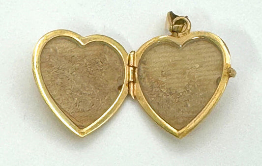 Vintage Italian 14k Yellow Gold Double Heart Locket Pendant for 2 Photos (McC)