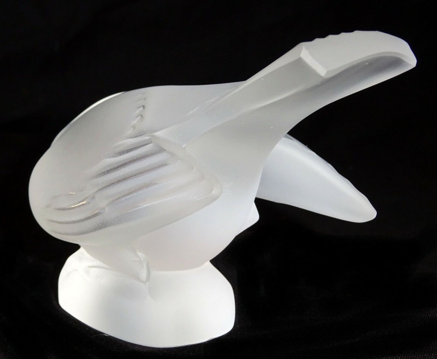 Vintage French Frosted Crystal Sparrow Wing Bird Sculpture by Lalique (MeG)