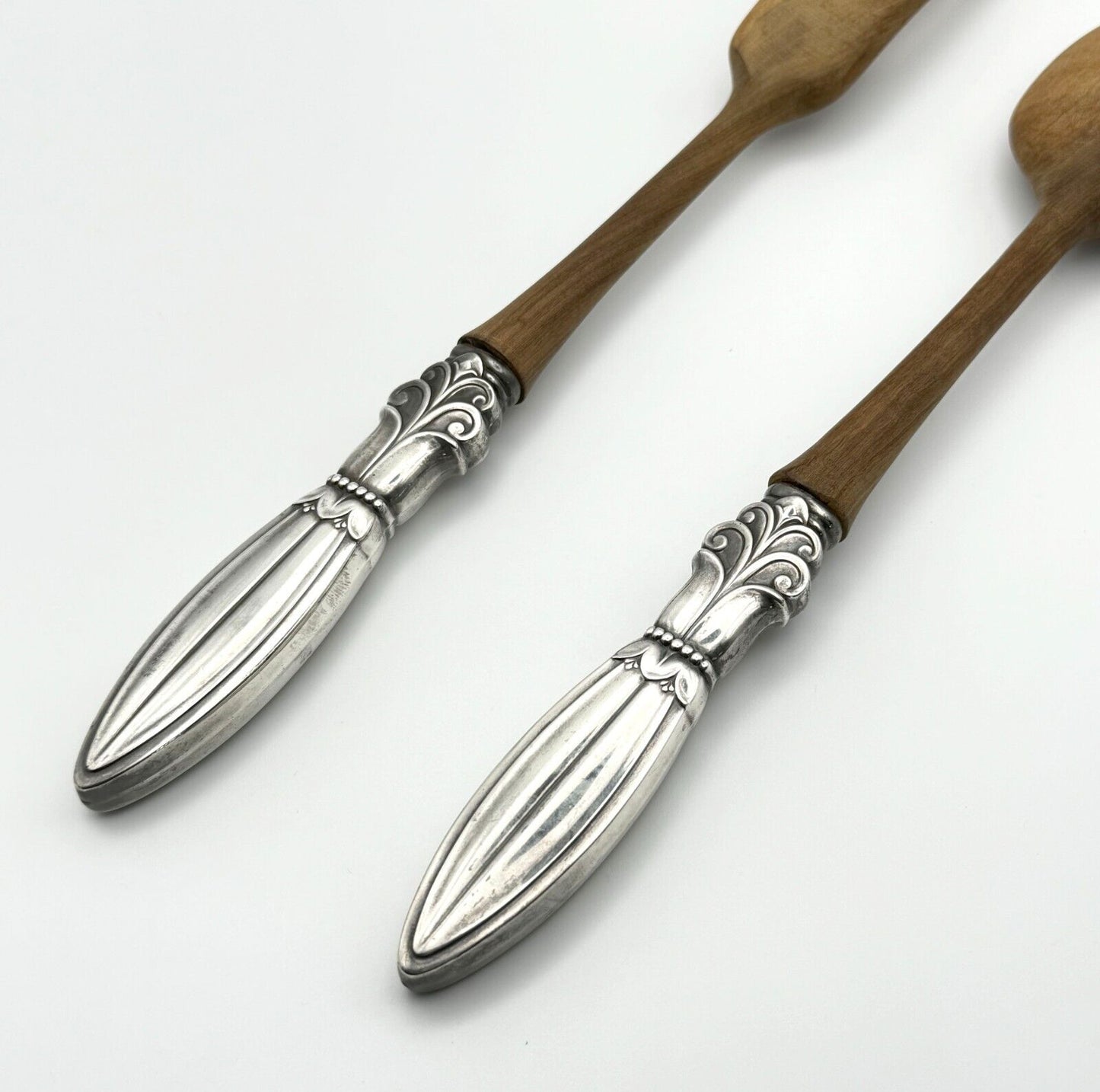 Vintage Whiting Sterling Silver & Teak Wood Salad Set Excellent Condition (MiM)