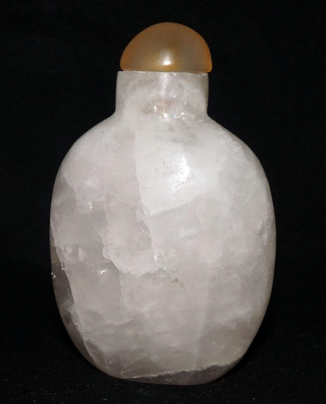 Vintage Chinese Heavily Included White Quartz Carved Snuff Bottle (LeS) G11