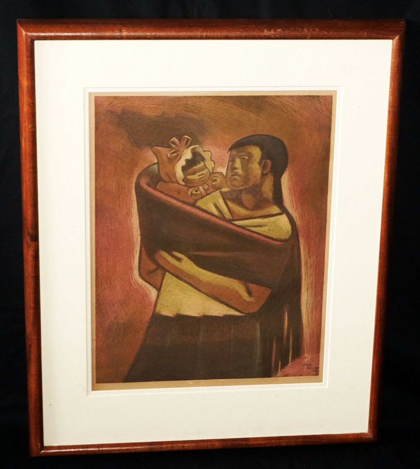 1948 Mexico Koa Print "Mother Carrying Baby" by Jean Charlot (1898-1979) (Taf)