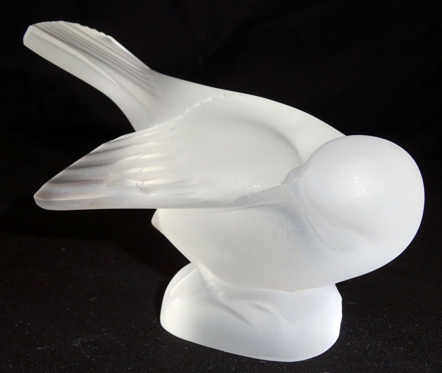 Vintage French Frosted Crystal Sparrow Wing Bird Sculpture by Lalique (MeG)