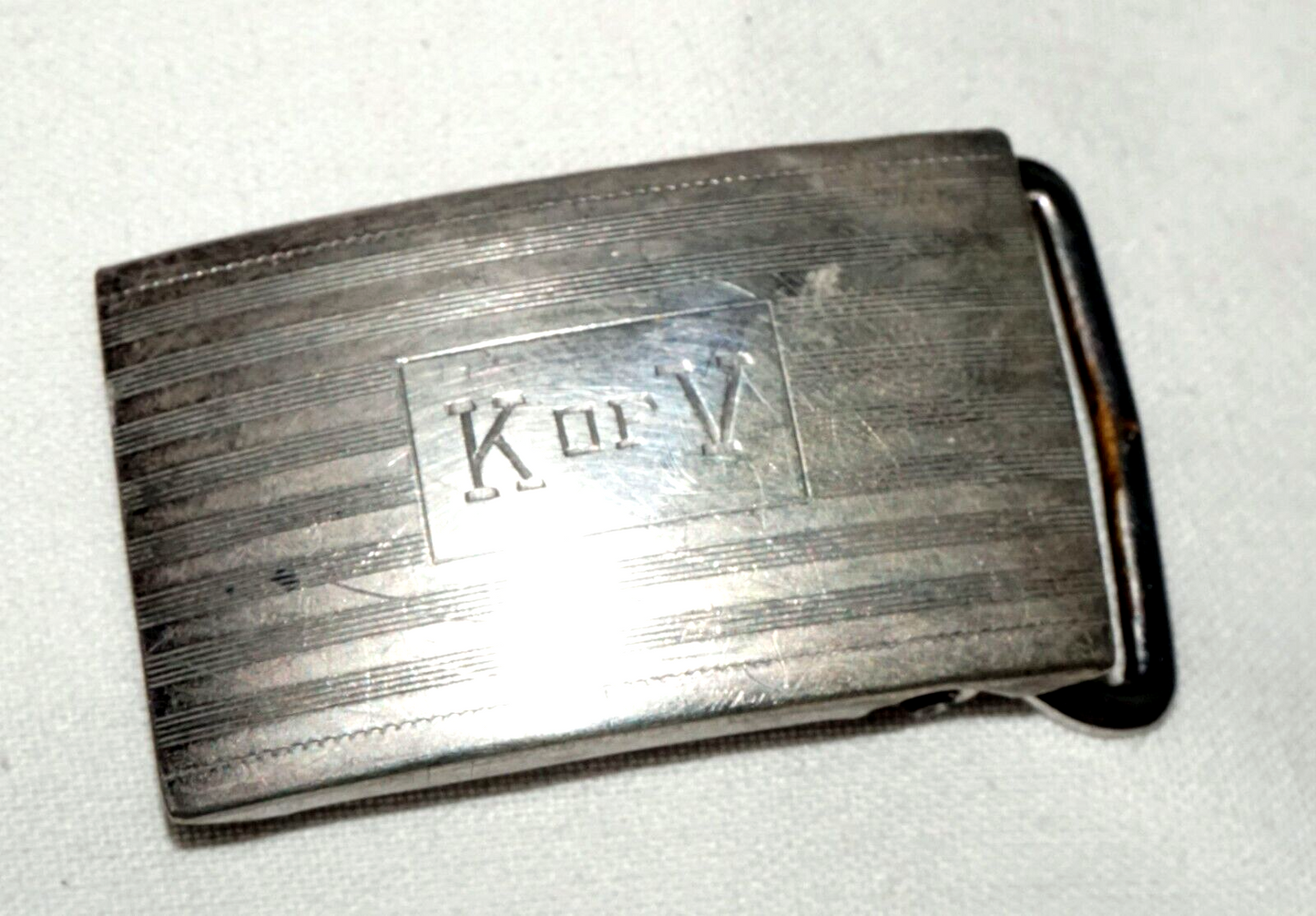 Vintage US Sterling Silver Ladies Belt Buckle "K of V" Engraving by Hayward(PiC)