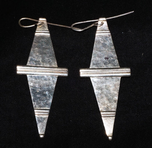 Hawaii Modernist Diamond Shaped Sterling Silver Earrings Stephen Geritz (WoJ)