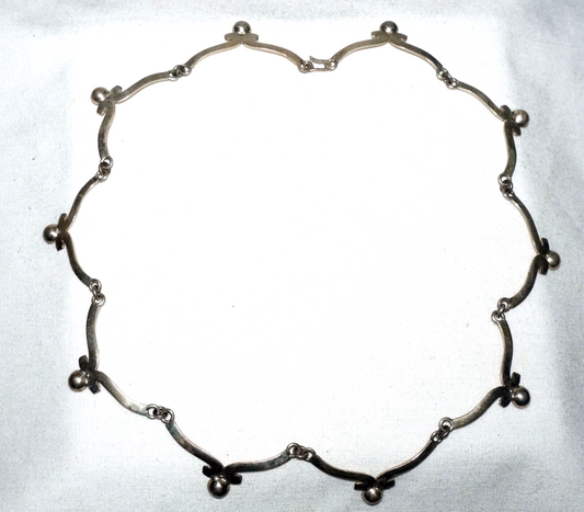 Vintage Mexican Sterling Silver Sectional Choker Necklace signed (LeS)L24