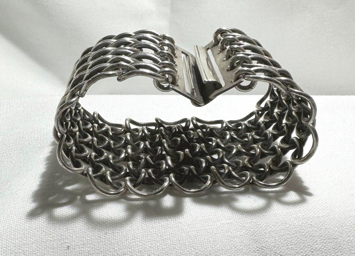 Mexican Sterling Chain Maille Bracelet 7.5" x 1.75" (LoC)2