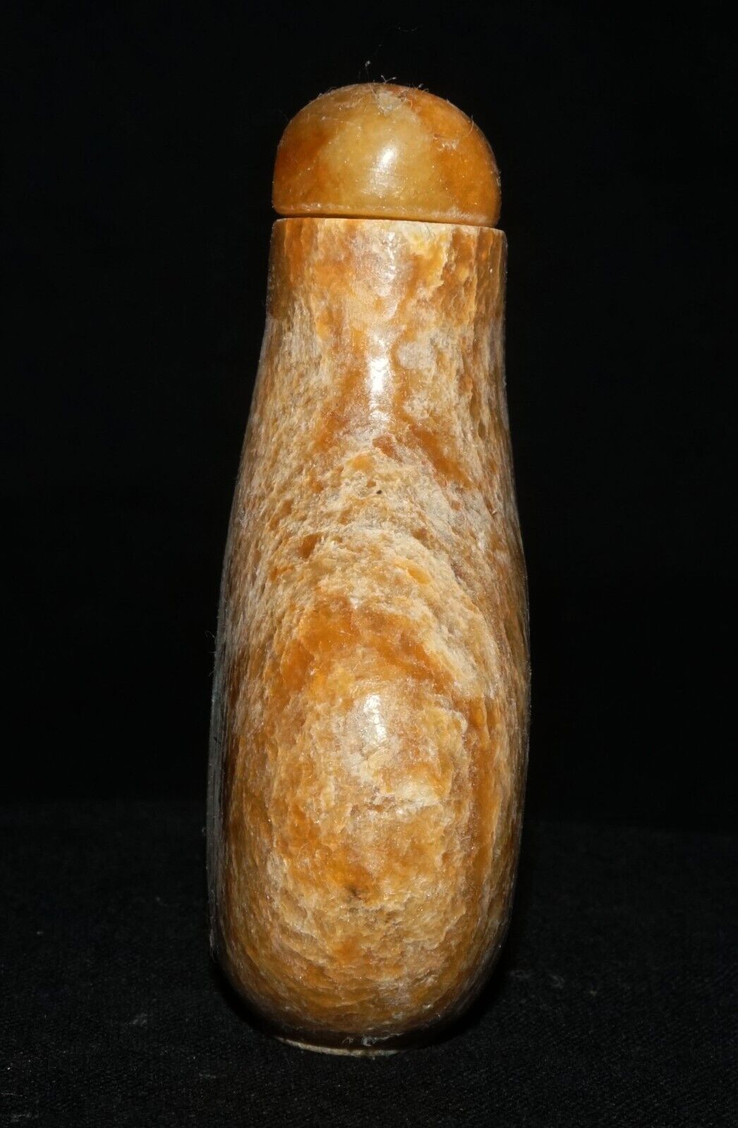 Vintage Chinese Yellow & Brown Mottled Jade Carved Snuff Bottle (LeS) G17