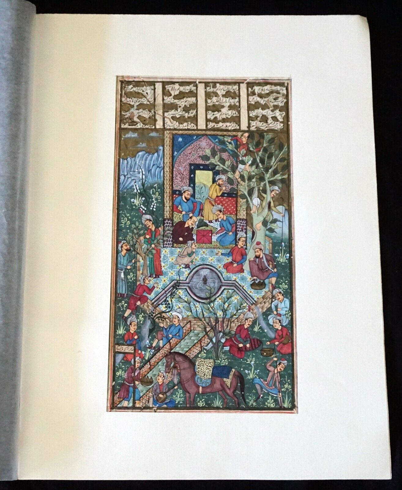 18/19C Indian Color Royal Court Scene Mogul Paintings on Book Page (NiT) #4