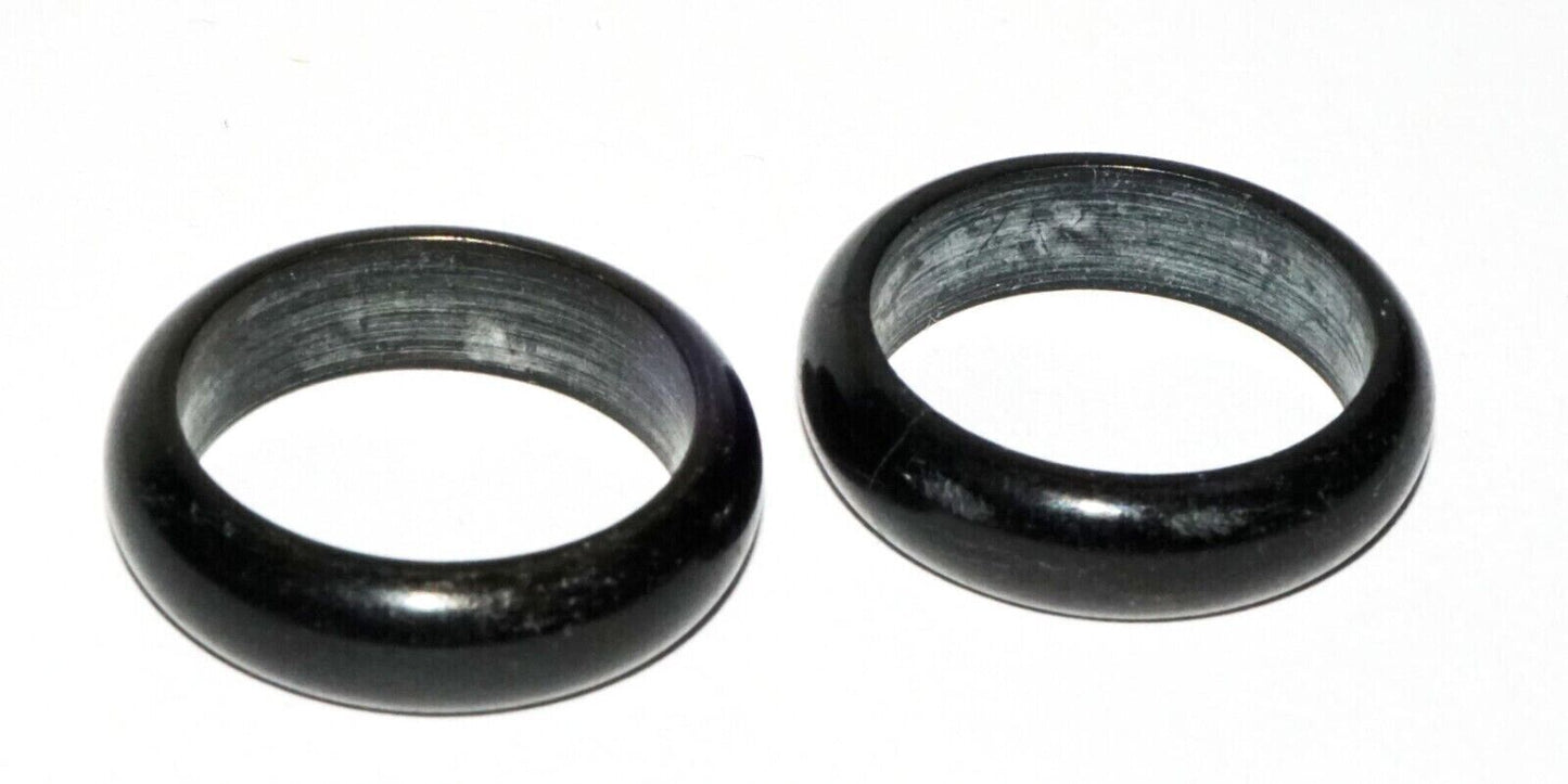 2Pc Vintage Chinese Black Onyx Rings Sz.8 (LeS) R17